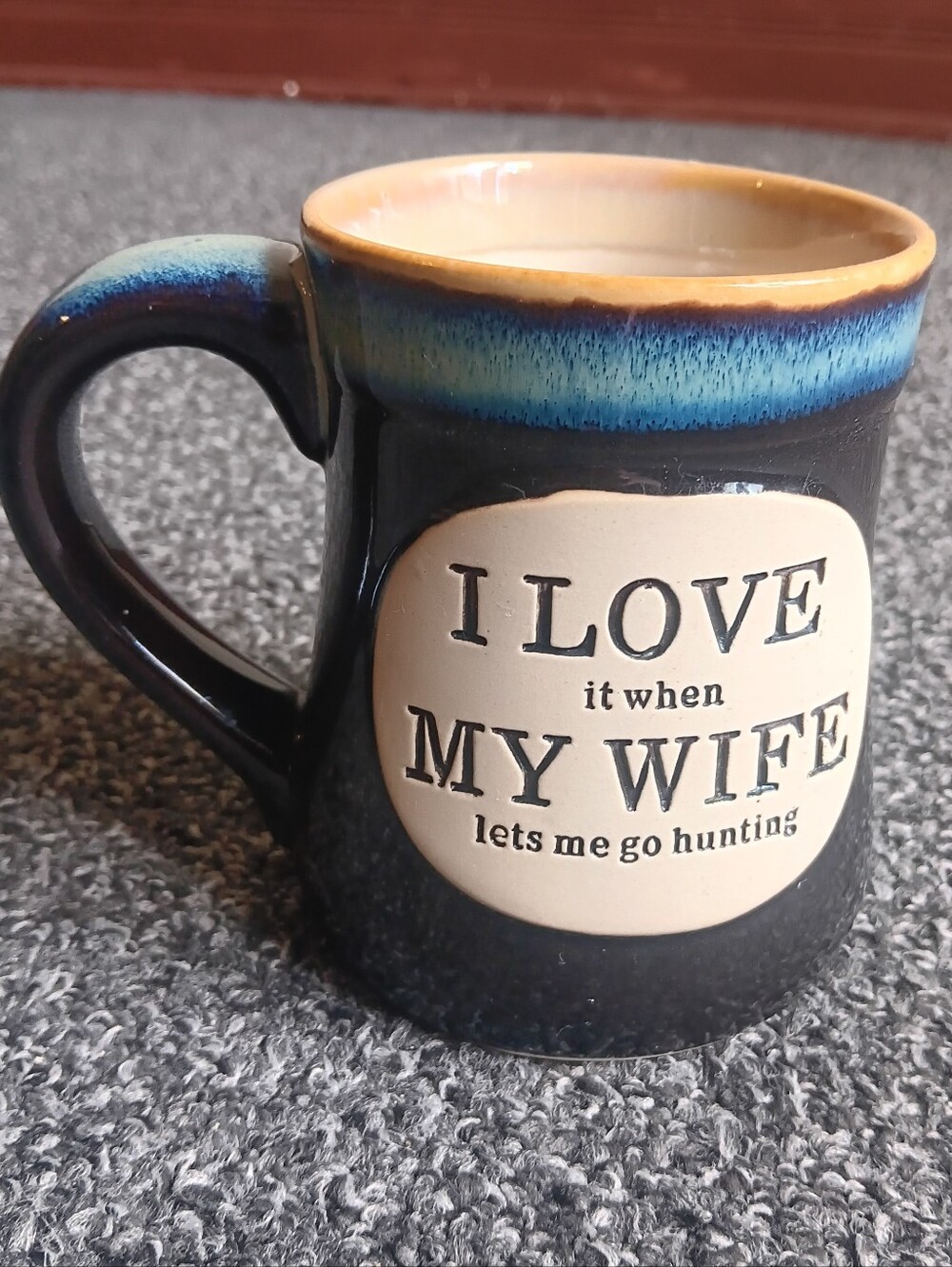I Love My Wife Hunting, Burton Stoneware Coffee Mug, Fall Cabin Outdoor Rustic